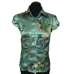 BCBGMAXAZRIA Silken Y2K Button Front Blouse - Women’s XS